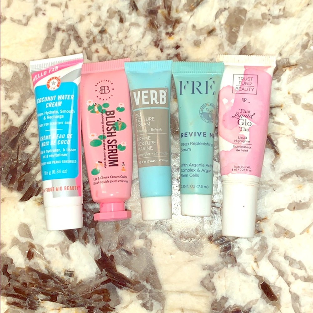 Serums, highlighter, and blush serum